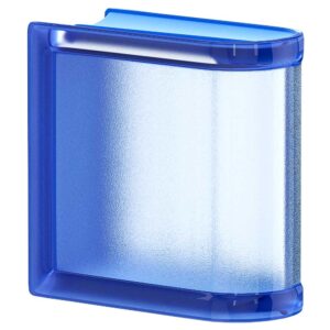 Quality Glass Block 6x6x3 Blueberry Linear End Block Arctic Glass Block