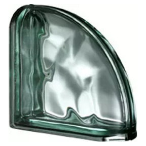 Quality Glass Block Green Metalized Wave Curvo Double End Block Pegasus