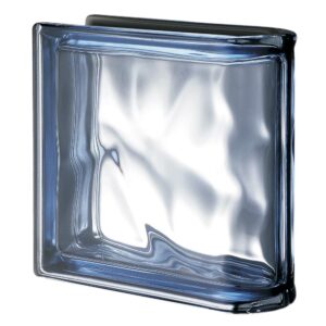 Quality Glass Block Linear End Block Blue Metalized Wave Pegasus