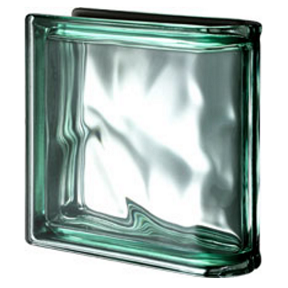 Quality Glass Block Green Metalized Wave Linear End Block Pegasus