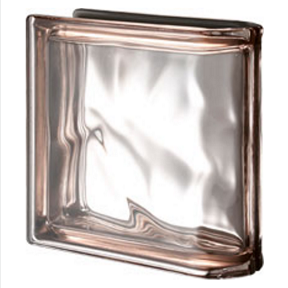 Quality Glass Block Pink Metalized Wave Linear End Block Pegasus